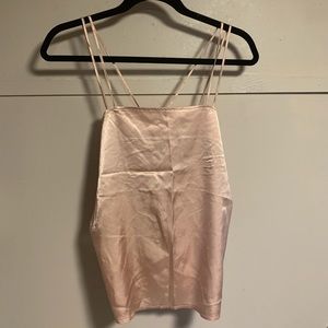 Pink silk strappy tank